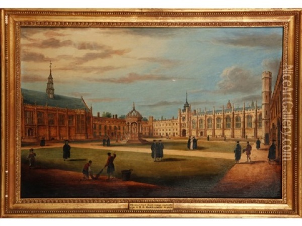 The Great Court, Trinity College, Cambridge Oil Painting - Richard Bankes Harraden