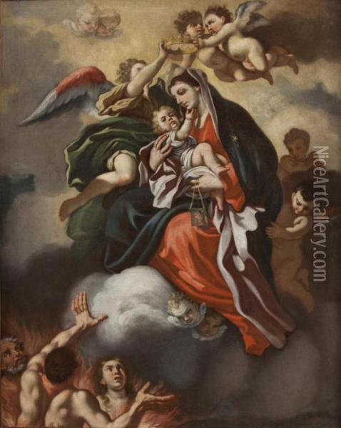 Madonna Del Suffragio Oil Painting - Francesco Solimena