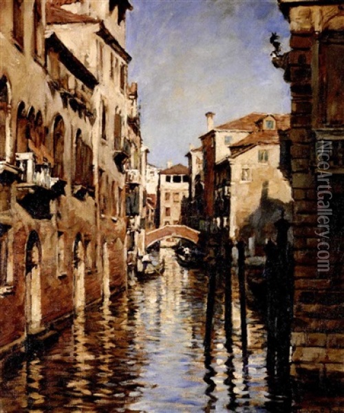 A Venetian Backwater Oil Painting - Stanhope Forbes