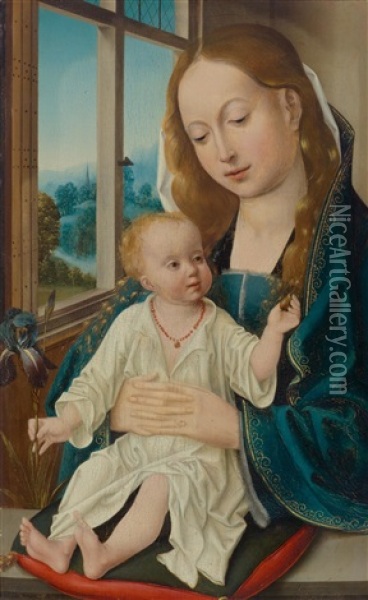 Madonna And Child With John Oil Painting -  Master of Frankfurt