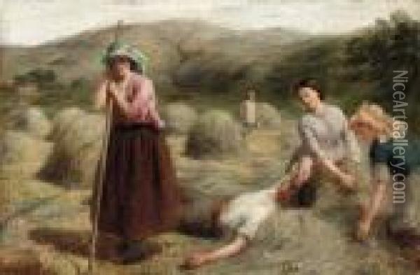 A Harvester's Rest Oil Painting - John Linnell