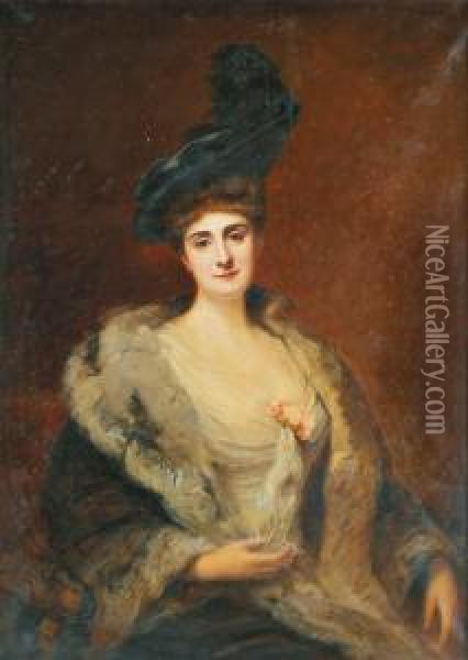 Portrait De La Comtesse De B Oil Painting - Charles Mezzara