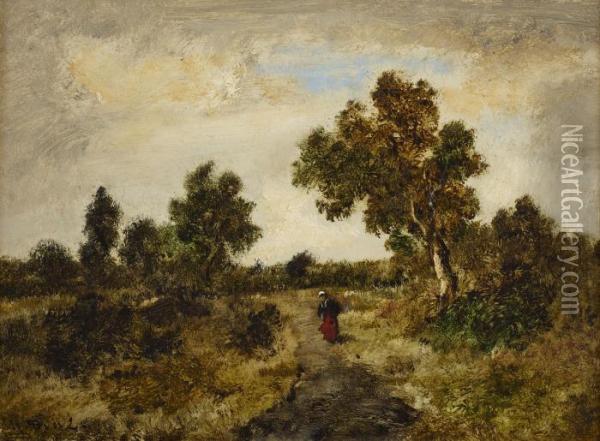 Figure On A Woodland Path Oil Painting - Narcisse-Virgile D Az De La Pena