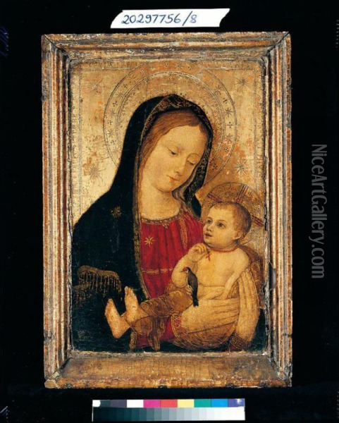 The Madonna And Child, With A Goldfinch Oil Painting - Ludovico Brea