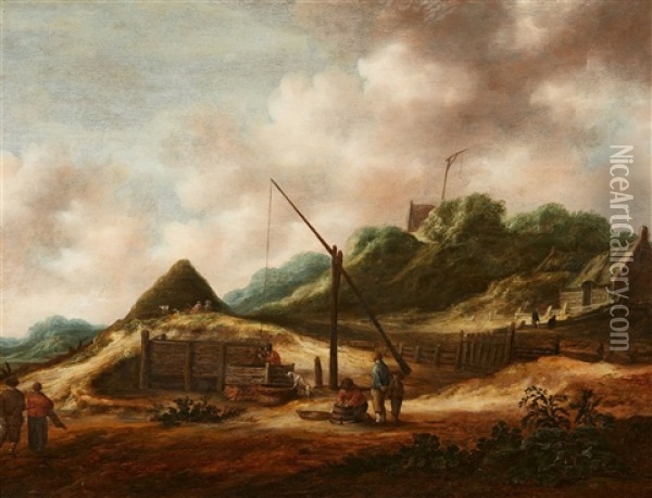 Landscape With A Well Oil Painting - Nicolaes Molenaer