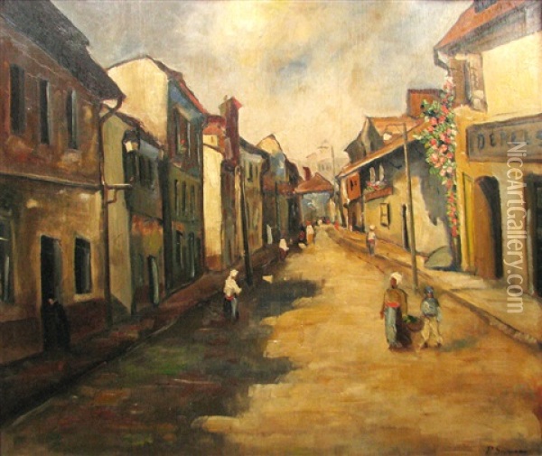 On The Street Oil Painting - Nicolae Grimani