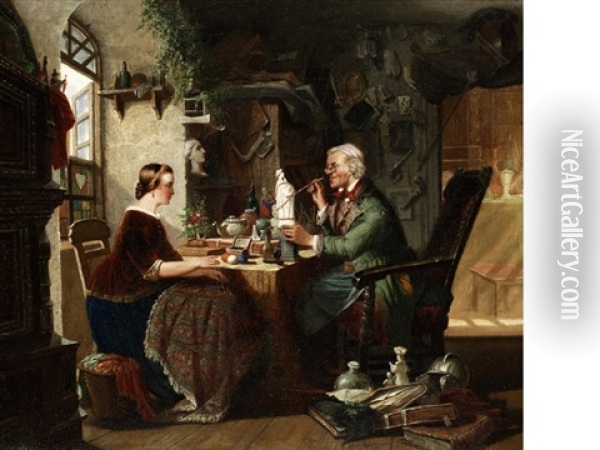 The Restorer Oil Painting - Louis Toussaint