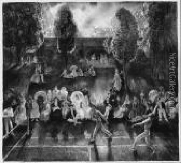 Tennis (tennis Tournament) (m. 71) Oil Painting - George Wesley Bellows