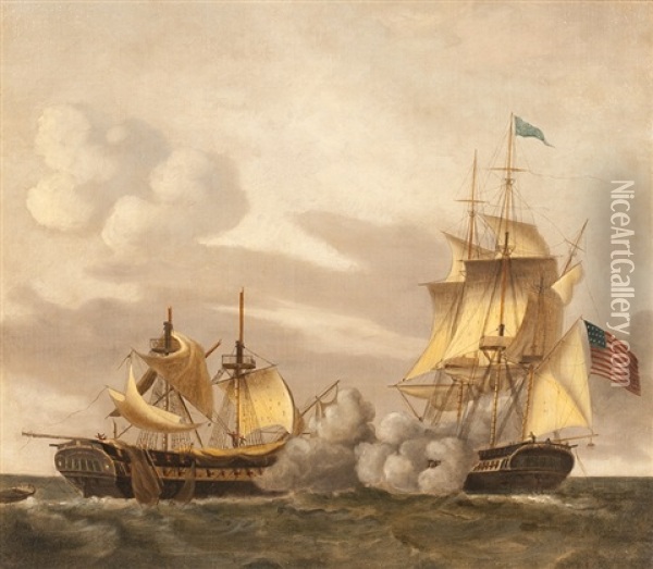 British Fleet On The Thames Oil Painting - Thomas Chambers