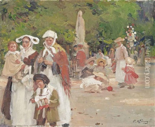 An Afternoon In The Luxembourg Gardens Oil Painting - Paul Michel Dupuy