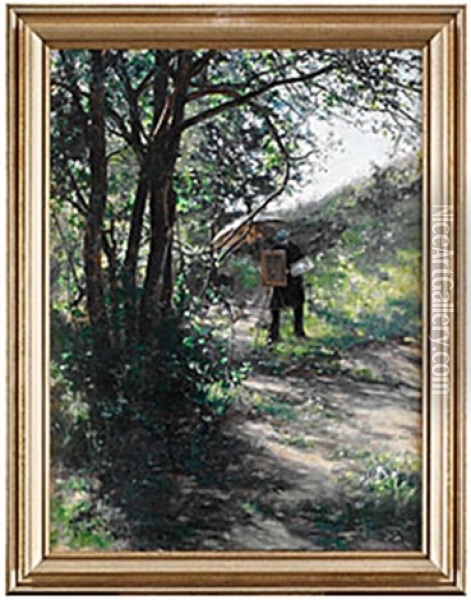 Friluftsmalaren Oil Painting - Johan Fredrik Krouthen