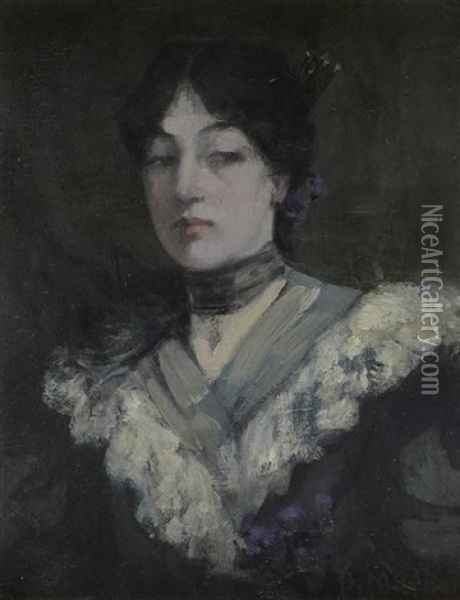 Lady In A Lace Collar Oil Painting - Bessie McNicol