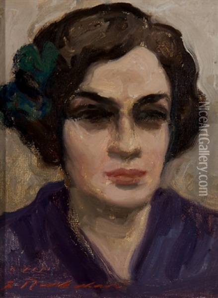 Portrait Of A Young Woman Oil Painting - Jalmari Ruokokoski