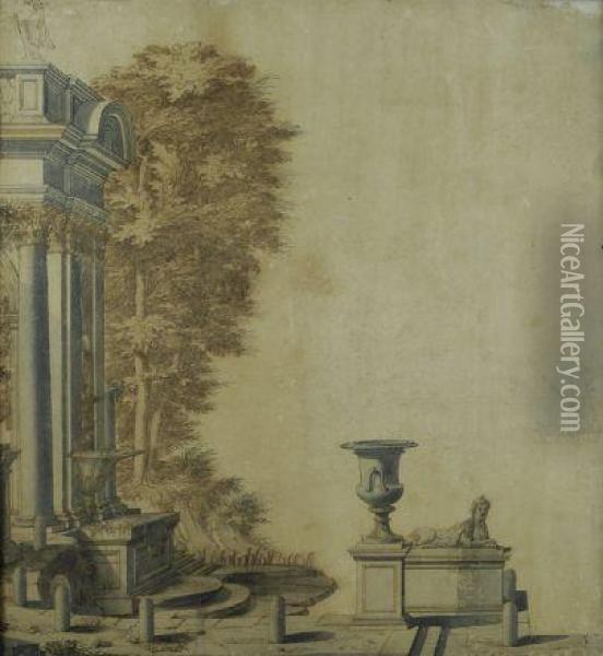 Fontana Oil Painting - Ferdinando Galli Bibiena