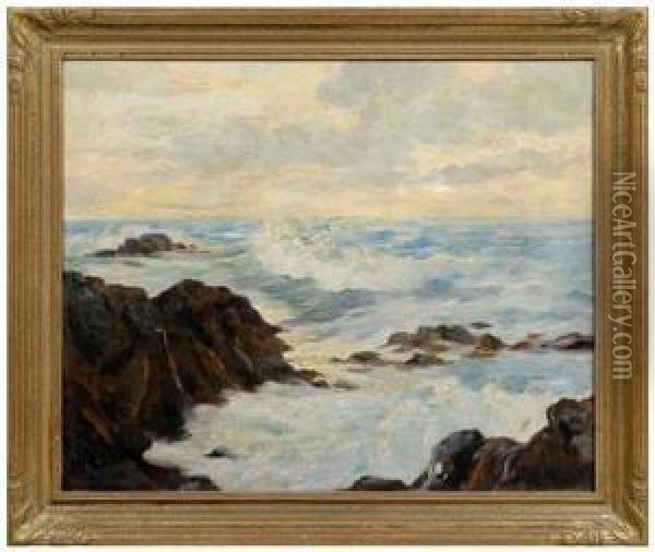 Seascape, View Of A Rocky Coast Oil Painting - Paul Archibald Caron