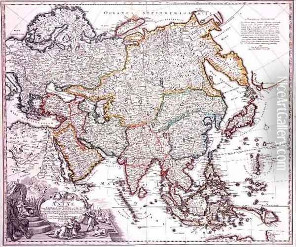Asia Minor Arabia and Japan Oil Painting - Johann Baptist Homann