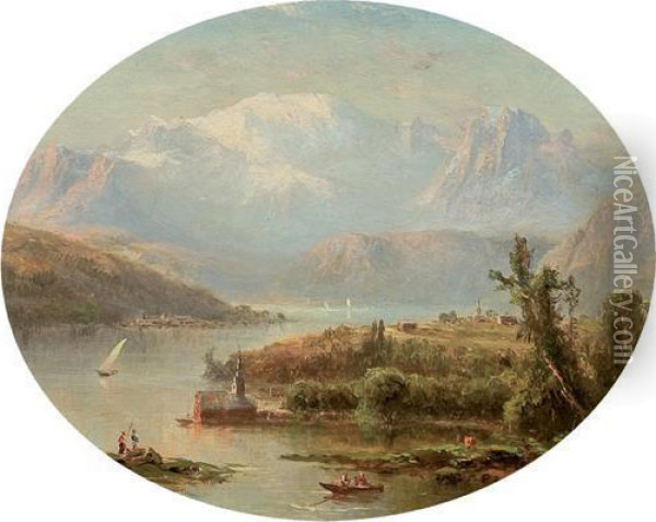 Lake Thun, The Jungfrau Oil Painting - Marie-Regis-Francois Gignoux