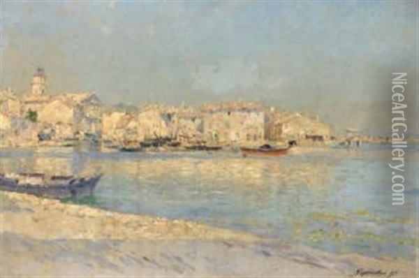 Port Mediterraneen Oil Painting - Julien Gustave Gagliardini