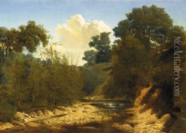 The Streambed Oil Painting - Nordahl (Peter Frederik N.) Grove