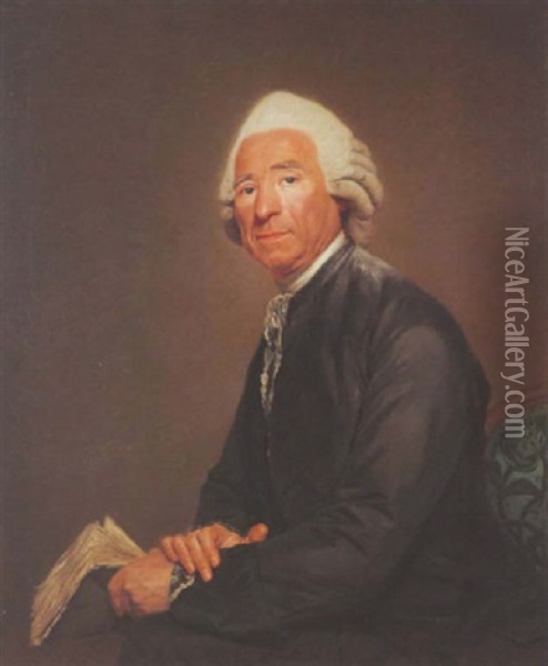 Portrait D'homme Tenant Un Livre Oil Painting - Etienne Aubry