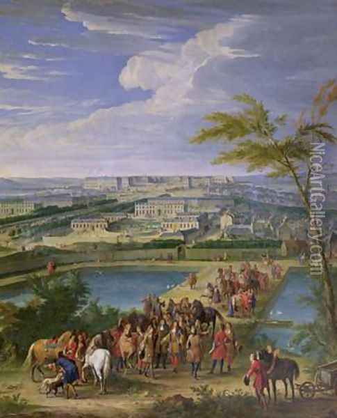 The Town and Chateau of Versailles from the Butte de Montboron Oil Painting - Jean-Baptiste Martin