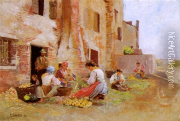 Zwiebelbinderinnen Aus Chioggia Oil Painting - Ernst Graner