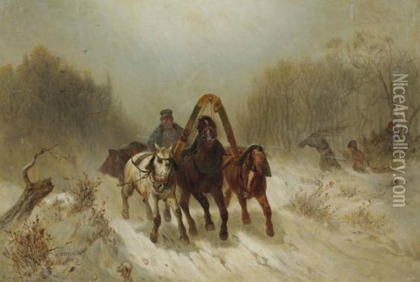 In The Storm Oil Painting - Nikolai Egorovich Sverchkov