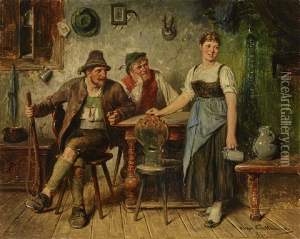 Bad Jokes Oil Painting - Hugo Wilhelm Kauffmann