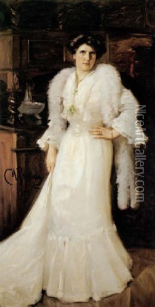 Ganzfiguriges Damenportrait (frau Jakovelva?) Oil Painting - Ilya Repin