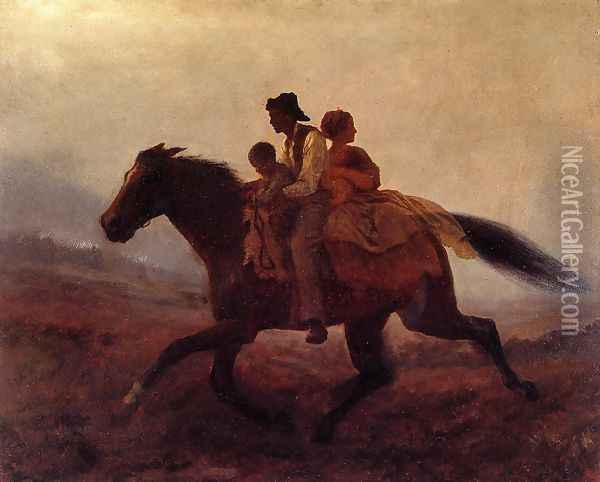 A Ride for Freedom - The Fugitive Slaves Oil Painting - Eastman Johnson