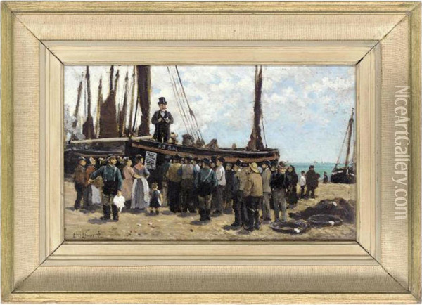 Brighton Fish Market Oil Painting - Clement Lambert