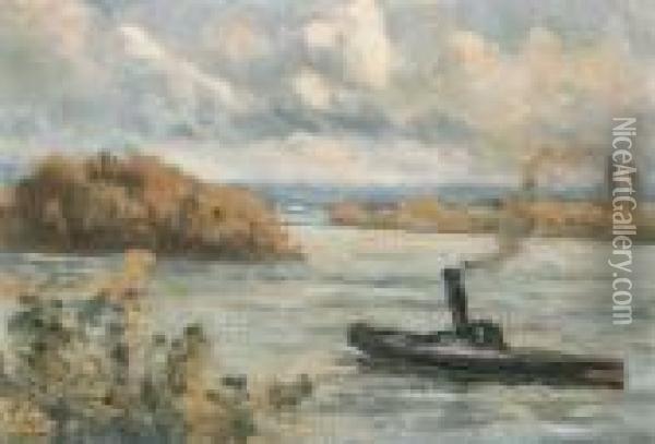 Rolleboise, Le Remorqueur Sur La Seine Oil Painting - Maximilien Luce
