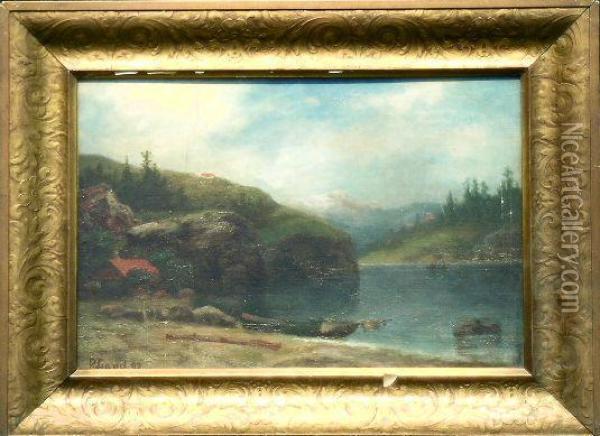 Landscape With Lake Oil Painting - Peter F. Lund