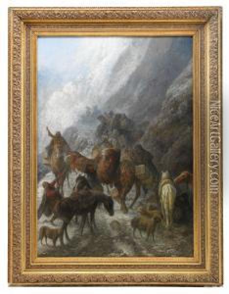 Avalanche On The Mountain Pass Oil Painting - Nikolai Nikolaevich Karazin