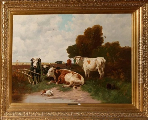 Vaches Au Pre Oil Painting - Paul Schouten