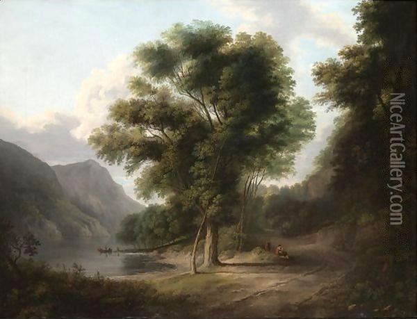 Beside The Loch Shore Oil Painting - Alexander Nasmyth