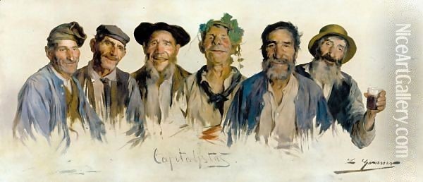 Capitalistas (Men Of Commerce) Oil Painting - Luis Graner Arrufi