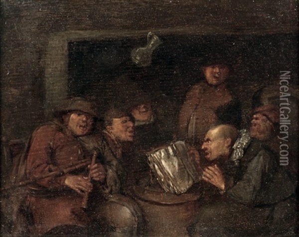 La Lecture De La Gazette Oil Painting - Egbert van Heemskerck the Elder