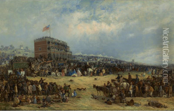 Nottingham Racecourse - The Queen's Plate Oil Painting - John Ii Holland