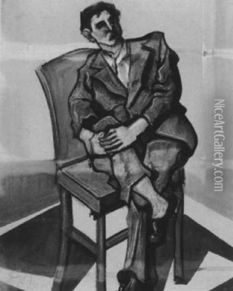 Auf Einem Stuhl Sitzender Mann Oil Painting - Hugo Scheiber