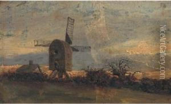 The Windmill At Mousehold Heath Oil Painting - John Berney Crome