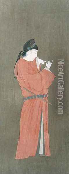 Portrait of Emperor Huan, from 'The Kokka' magazine, 1895-96 Oil Painting - Shun-Chu Chien