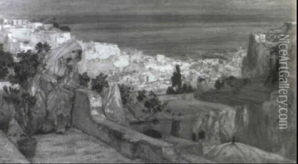 Blick Auf Tunis (?) Oil Painting - Frederick Arthur Bridgman
