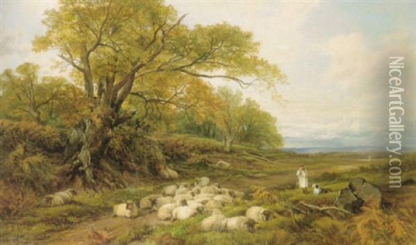 Watching The Flock Oil Painting - Frederick William Hulme