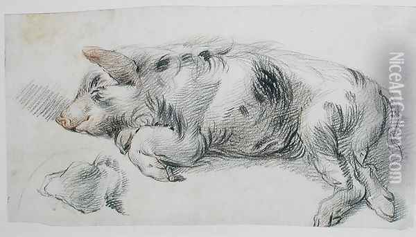 Sleeping Pig Oil Painting - James Ward