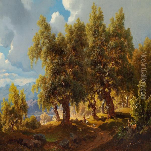 Norwegian Summerlandscape Oil Painting - Joachim Frich