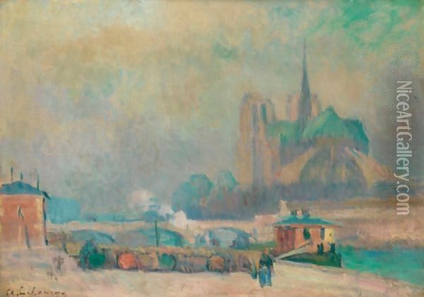 Notre-Dame De Paris Vue Du Quai De La Tournelle Oil Painting - Albert Lebourg