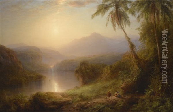 Valley Of Santa Isabel, New Granada Oil Painting - Frederic Edwin Church