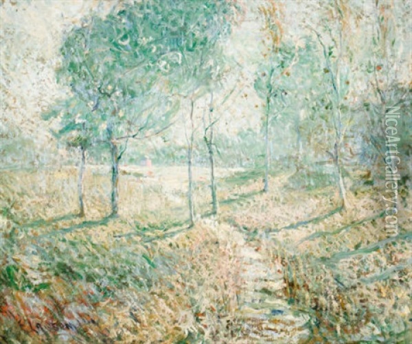 Landscape With Trees Oil Painting - Ernest Lawson