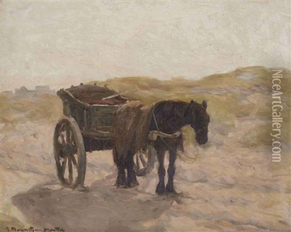 A Horse And Cart In The Dunes Oil Painting - Gerhard Arij Ludwig Morgenstjerne Munthe
